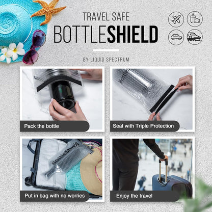 Reusable Wine Protector Travel Bag by Bottle Shield (3-pack) - Unbreakable Bottle Sleeve, Leak Proof & Double Layer Bubble Protection | Travel Bags for Suitcase Luggage, Clear