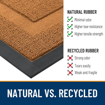OLANLY Waterproof Front Door Mat - All-Season, Easy Clean Natural Rubber | 29.5x17, Tangerine Orange