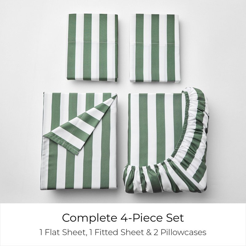 Mellanni Full Sheets Set - 4 PC Iconic Collection Bedding - Hotel Luxury, Extra Soft, Cooling Bed Sheets - Wrinkle, Fade, Stain Resistant (Full, Oxford Stripe Sage)