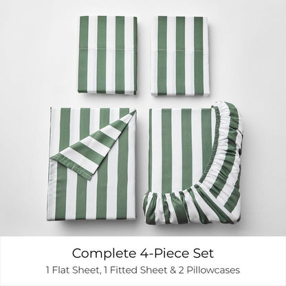 Mellanni Full Sheets Set - 4 PC Iconic Collection Bedding - Hotel Luxury, Extra Soft, Cooling Bed Sheets - Wrinkle, Fade, Stain Resistant (Full, Oxford Stripe Sage)