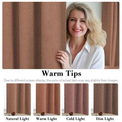 H.VERSAILTEX Linen Blackout Curtains 108 Inches Long 100% Blackout Thermal Insulated Textured Linen Look Curtain Draperies Anti-Rust Grommet, Energy Saving with White Liner, 2 Panels, Washed Spice