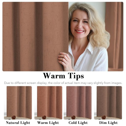 H.VERSAILTEX White Linen Blackout Curtains Durable Thick Textured Linen Look 100% Blackout Patio Door Curtain Anti Rust Grommet Extra Wide Sliding Door Curtain Panel, W100 x L108 inch, Washed Spice