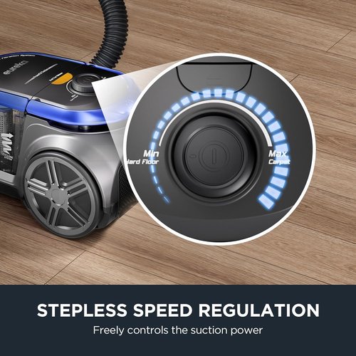 Eureka Bagless Canister Vacuum - 16KPA Suction, Washable HEPA Filter, Compact Design with 3 Tools