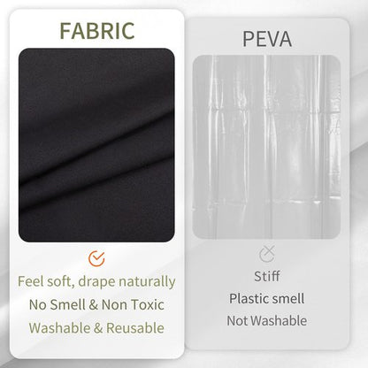 ALYVIA SPRING Extra Long Fabric Shower Curtain Liner Waterproof - 72" x 84", Soft & Lightweight XL Shower Curtain with 3 Magnets, Machine Washable - 72x84, Black