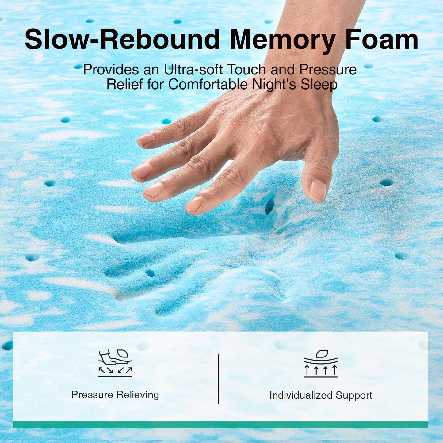Novilla Queen Memory Foam Mattress Topper - 3 Inch Cooling Gel Infused for Ultimate Comfort | Ventilated Pressure Relief