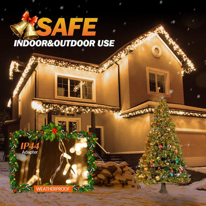 USOKYO Icicle Christmas Lights - 480 LED 39FT Twinkle String Lights with 96 Drops & Timer | Warm White