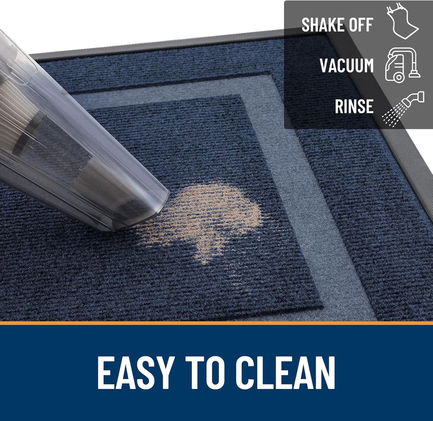 OLANLY Waterproof Front Door Mat - All-Season Indoor/Outdoor Doormat | Sturdy Natural Rubber, 71x23, Blue