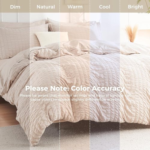 HYMOKEGE Twin Comforter Set - 5-Piece All-Season Luxury Bedding in Beige with Sheets & Pillowcase