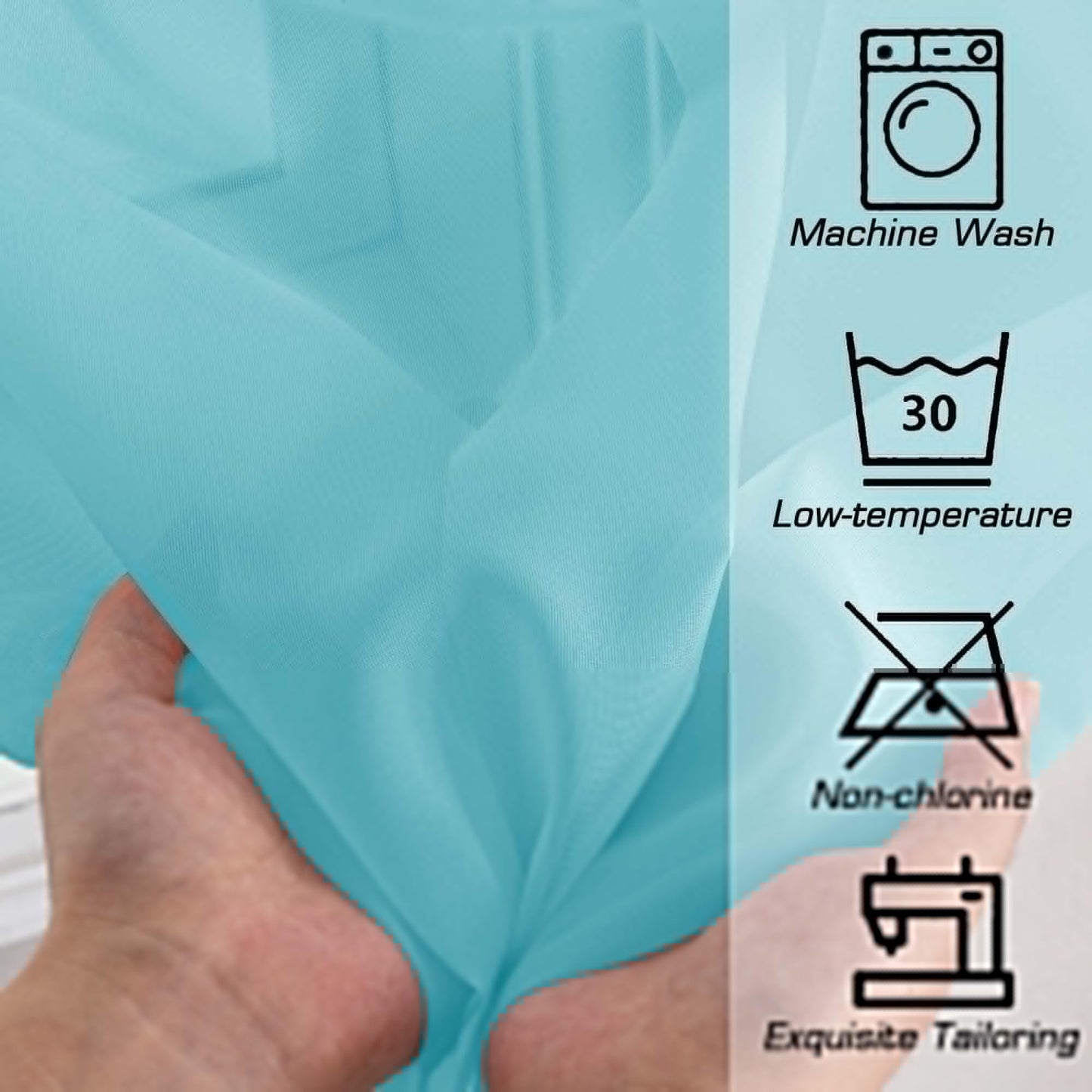 OWENIE Aqua Sheer Curtains for Bedroom Living Room 90 Inches Long, Elegant Solid Light Filtering Window Curtain Panles, Modern Rod Pocket Aqua Curtain, 2Pcs, Each 42" W x 90" L