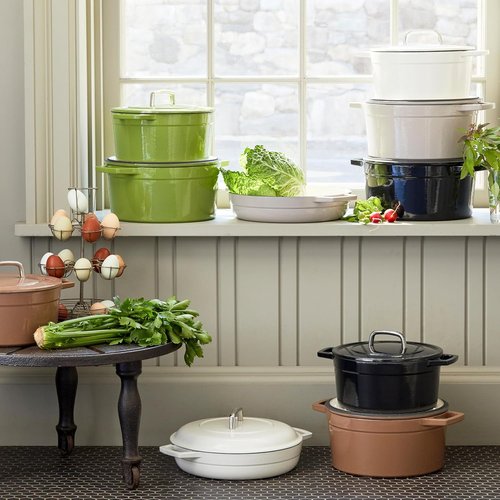 Martha by Martha Stewart 3.5 QT Enameled Cast Iron Braiser with Lid - Elegant Crescent Moon Color