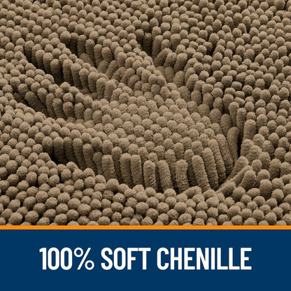 OLANLY Bathroom Runner Rugs - Extra Soft Chenille Bath Mat | 70x24, Quick-Dry, Machine Washable, Tan