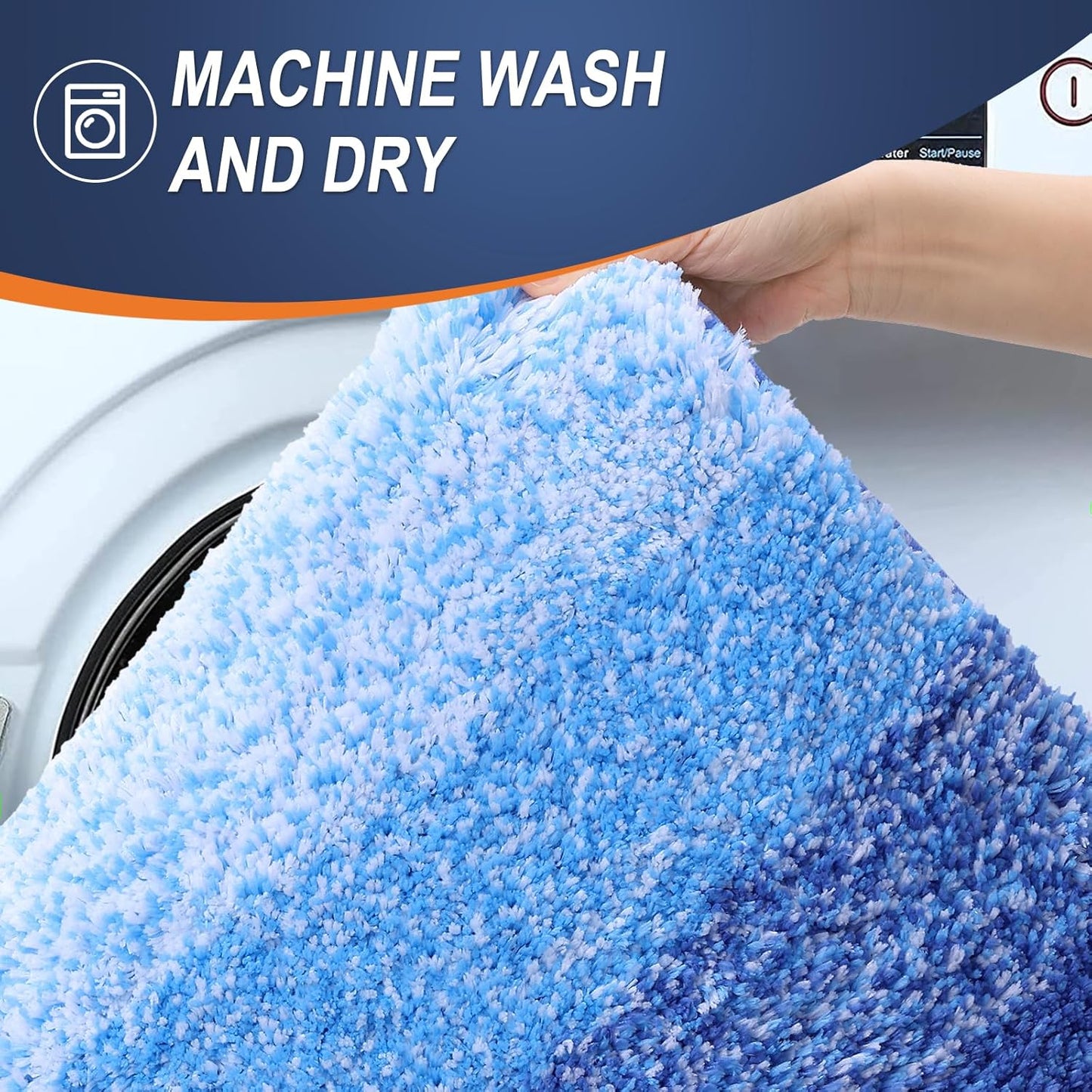 OLANLY Bathroom Runner Rugs - Extra Soft Microfiber, Quick Dry & Washable | 45x27, Light Royal Blue