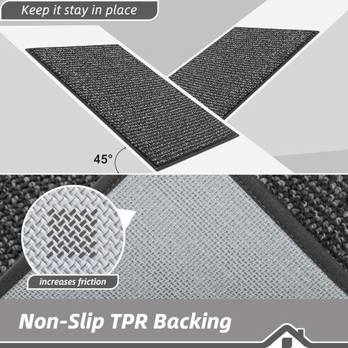 BEQHAUSE Dirt Trapper Door Mat - Non-Slip, Washable, Absorbent | 36" x 60", Charcoal Color for Entryway