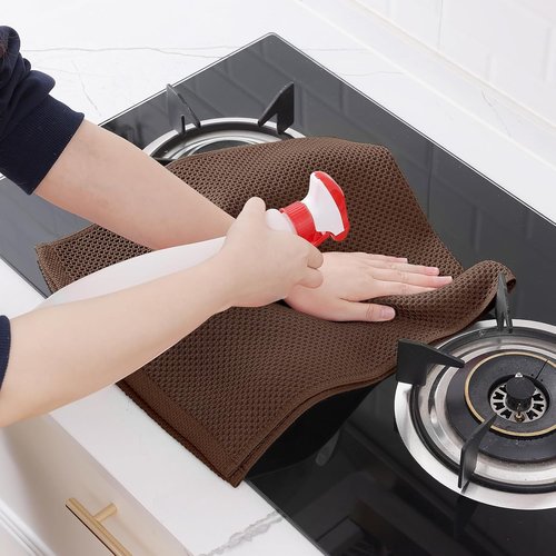 Homaxy Kitchen Dish Towels - Ultra Soft 100% Cotton Waffle Weave | Quick Drying, 13 x 28 Inches, 8-Pack, Coffee