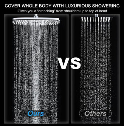 High Pressure Rain Shower Head: Upgrade Shower Heads with Handheld Spray Combo with Fixed Showerhead and 10 Sprays Handheld Shower Head, Detachable Shower head Built-in Magnetic Docking and Power Jets