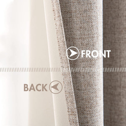 MIULEE Blackout Curtains - Linen Texture Thermal Insulated Room Darkening Drapes | Natural Khaki, 52x72 Inch (2 Panels)