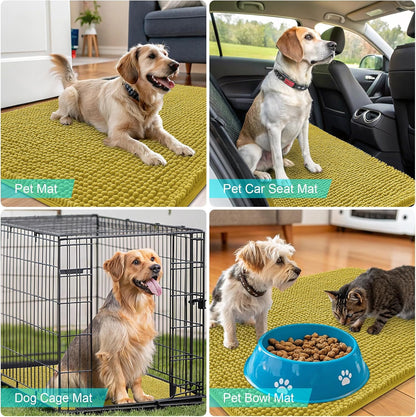 OLANLY Dog Door Mat - Absorbent Non-Slip Mud Mat for Indoor Use | 30x20 Mustard Yellow, Quick Dry Chenille