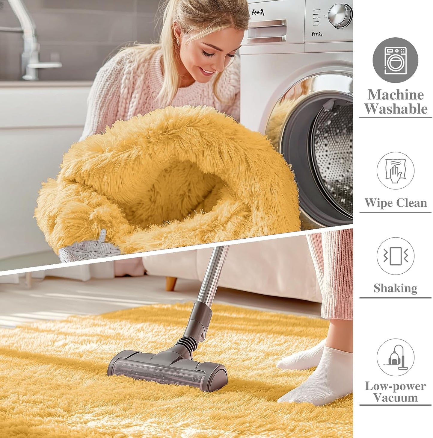 OLANLY Runner Rugs - Soft, Machine Washable Shaggy Design for Hallways & Bedrooms | Mustard Yellow
