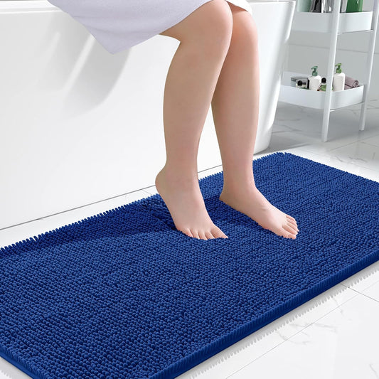 OLANLY Large Bathroom Rugs - Extra Soft Chenille Bath Mats with Rubber Backing | Quick Dry, 45x27, Royal Blue