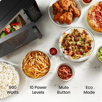 Chefman Microwave Oven - 0.9 Cu. Ft. Capacity, 900 Watts, 10 Power Levels & 6 Cooking Presets - Black
