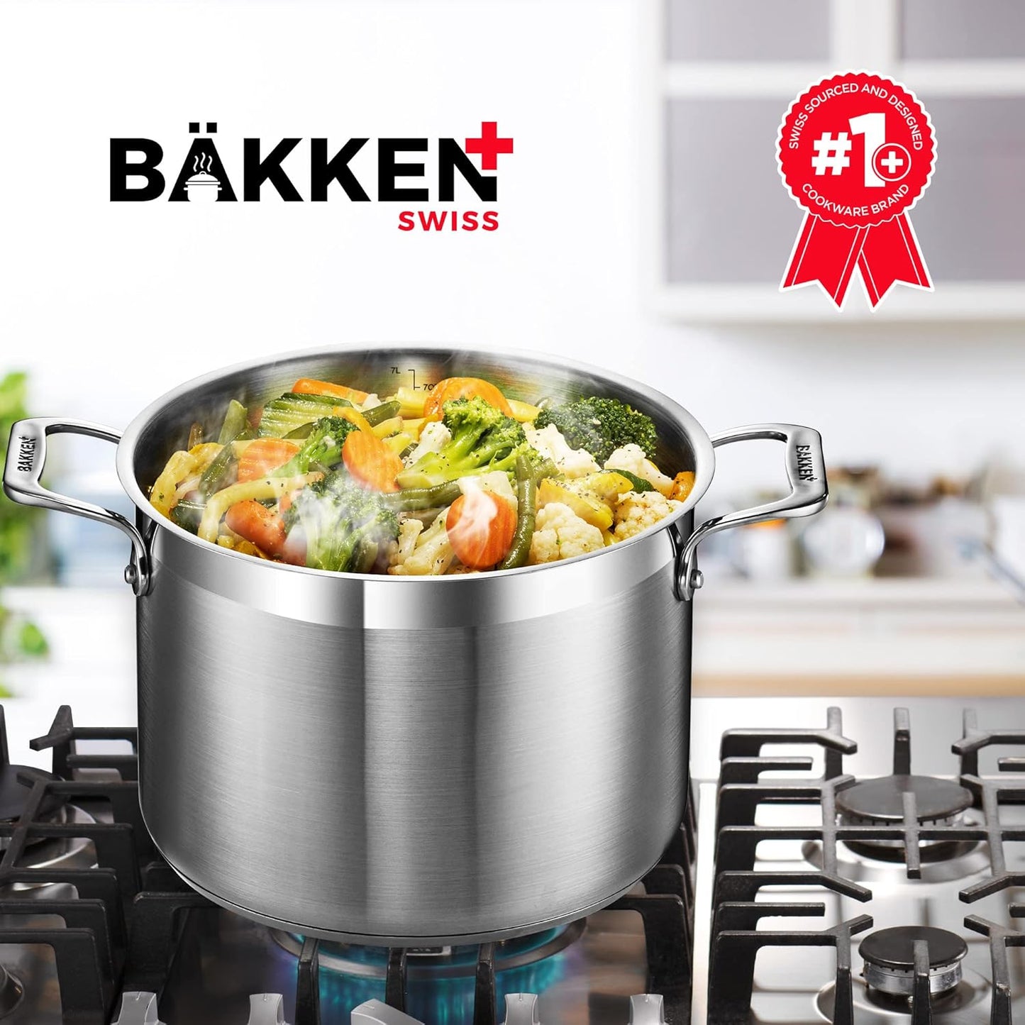 Stainless Steel Stockpot - 16 Quart Durable 18/8 Steel with Impact-Bonded Base & Riveted Handles