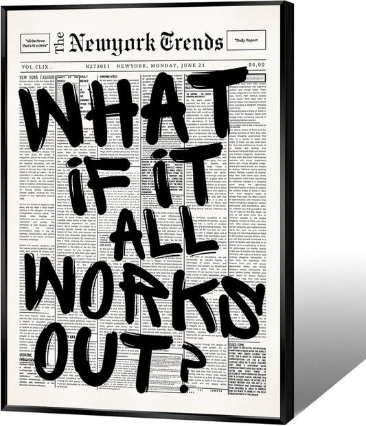 Skiennix Retro Black And White New York Newspaper Canvas Poster - Positive Affirmation Wall Art | 8x12in
