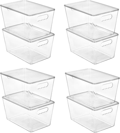 Vtopmart Clear Stackable Storage Bins - 8 Pack Large Plastic Containers with Lids for Pantry & Kitchen Organization