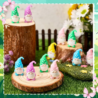 Lunmon Mini Resin Gnome Figurines - 50 Pcs Tiny Gnome Statues for Spring & Easter Decor | Indoor & Outdoor Use