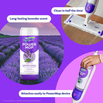 Swiffer Power Mop Refill Solution - All-Purpose Floor Cleaner for Tile, Vinyl, Wood | Lavender Scent, 50.6oz