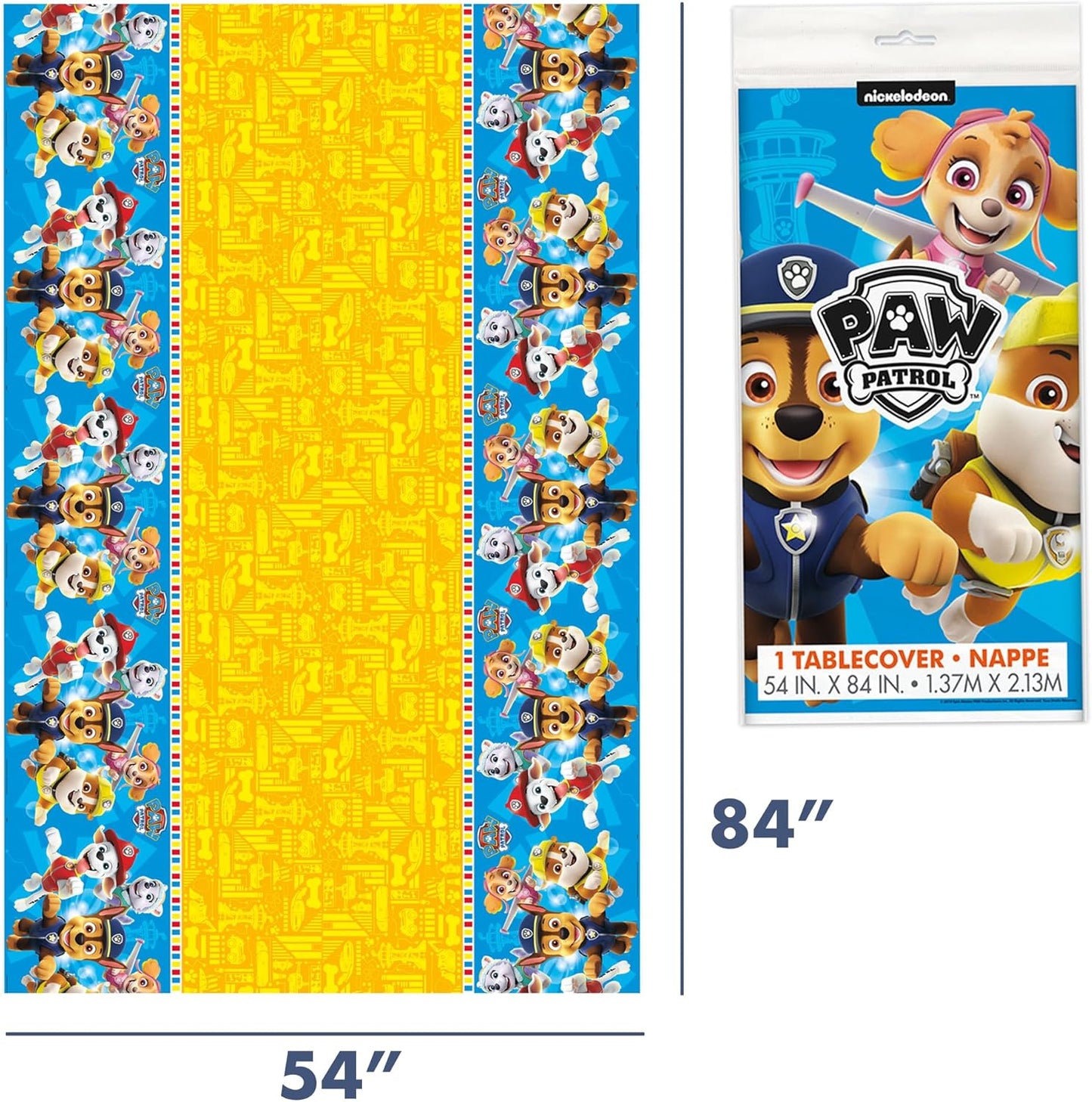 Paw Patrol Birthday Decorations - Rectangular Plastic Tablecloths (Pack of 3) & Stickers