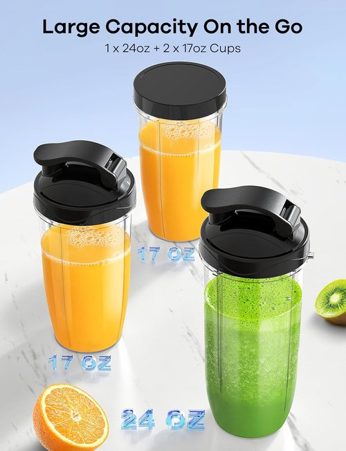 Ganiza Personal Blender for Smoothies - 14-Piece Set with 3 Portable Cups (1x24oz & 2x17oz)