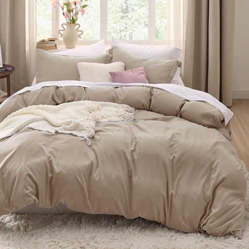 Bedsure Light Brown Duvet Cover Set - Extra Soft Twin/Twin XL Bedding with Zipper Closure & Pillow Sham