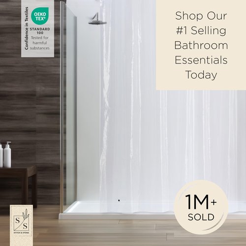 Stitch & Stone Shower Curtain Liner, Premium Extra Lightweight Durable Waterproof 3g PEVA for Bathroom with Weighted Magnets, Standard Size 70" x 72" Clear 1 Pack