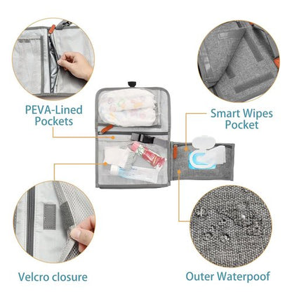 EXLIFBAG Portable Changing Pad - Waterproof Travel Diaper Mat for Newborns | Includes Shoulder Strap