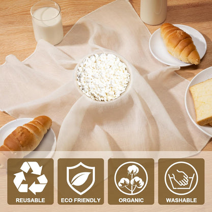 Skiennix Cheese Cloths - 4PCS 36x36 Inch Reusable Unbleached Cotton for Cooking & Cheese Making