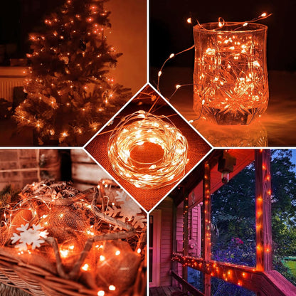 Skiennix 20 LED Fairy Lights - 7Ft Twinkle String Lights | Battery Operated & Waterproof - Orange
