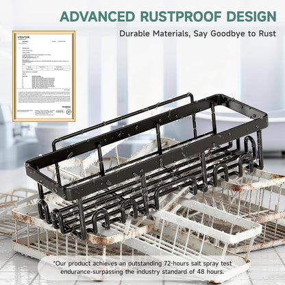 Veken Shower Caddy - Rustproof & Waterproof Adhesive Corner Shelves | 5-Pack Large Bathroom Organizer in Black