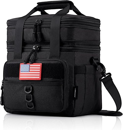 JOYHILL Tactical Lunch Box - Insulated, Leakproof Double-Deck Cooler Bag for Work & Camping | Durable Black, 18L Capacity