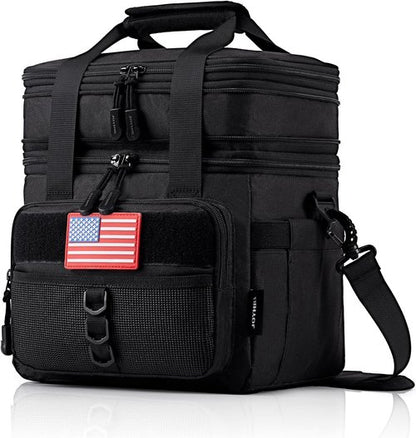JOYHILL Tactical Lunch Box - Insulated, Leakproof Double-Deck Cooler Bag for Work & Camping | Durable Black, 18L Capacity