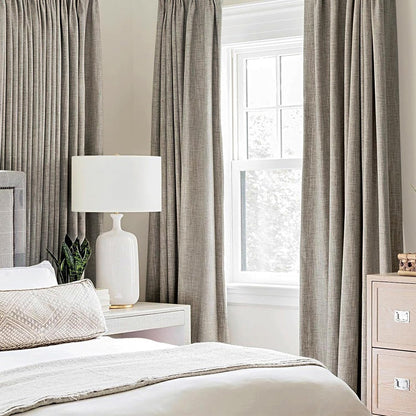 MIULEE Blackout Linen Curtains - 100% Thermal Insulated Greige Draperies | Room Darkening 52x96 Inch (2 Panels)