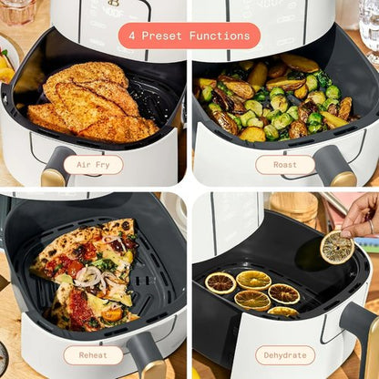 Drew Barrymore 6 Qt Air Fryer - Touchscreen with TurboCrisp Technology & EverGood Ceramic Nonstick (White)