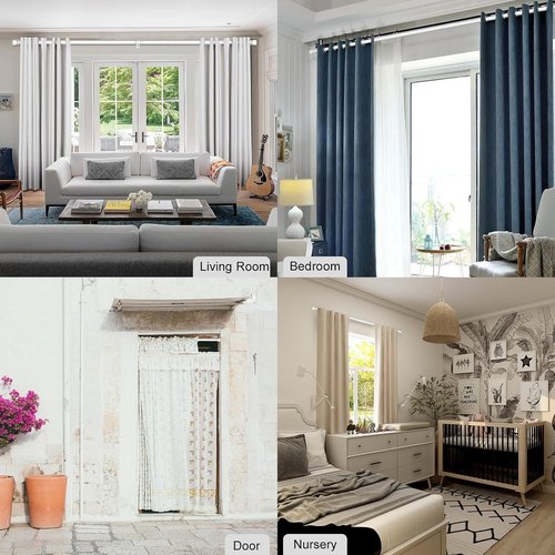 Byondeth Adjustable Curtain Rods - 16 to 170 Inches, 1 Inch Diameter, Brushed Nickel Finish