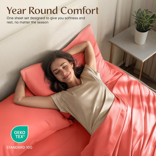 Utopia Bedding California King Size Sheet Set – 4 Piece Bed Sheets, Soft and Breathable Microfiber, Includes 1 Fitted Sheet, 1 Flat Sheet and 2 Pillowcases – Oeko Tex (Coral)