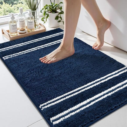 Arenarug Extra Soft Chenille Bathroom Rugs - Non-Slip & Machine Washable | 17x24 Blue Bath Mat