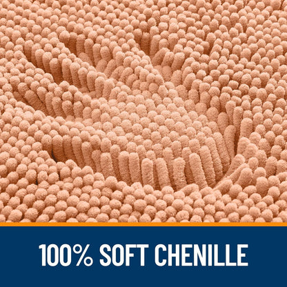 OLANLY Small Bathroom Rugs - Extra Soft Chenille Bath Mats | Quick-Dry, Machine Washable, 24x16, Peach