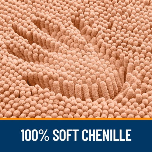 OLANLY Bathroom Rugs 70x24, Extra Soft Absorbent Chenille Bath Rugs, Rubber Backing Quick Dry, Machine Washable Bath Mats for Bathroom Floor, Tub and Shower, Home Decor Accessories, Peach