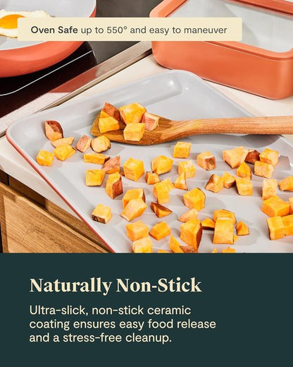 Caraway Non-Stick Ceramic Baking Sheet - Non-Toxic & PTFE Free - Ideal for Baking & Roasting - Medium (15" x 10") - Perracotta
