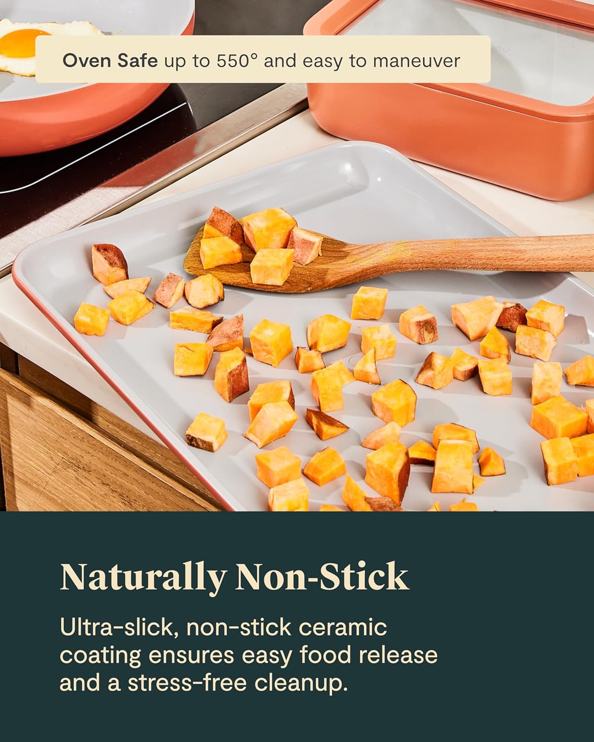 Caraway Non-Stick Ceramic Baking Sheet Duo - Eco-Friendly, PTFE & PFOA Free - Perfect for Baking & Roasting - Medium (15" x 10") - Gray