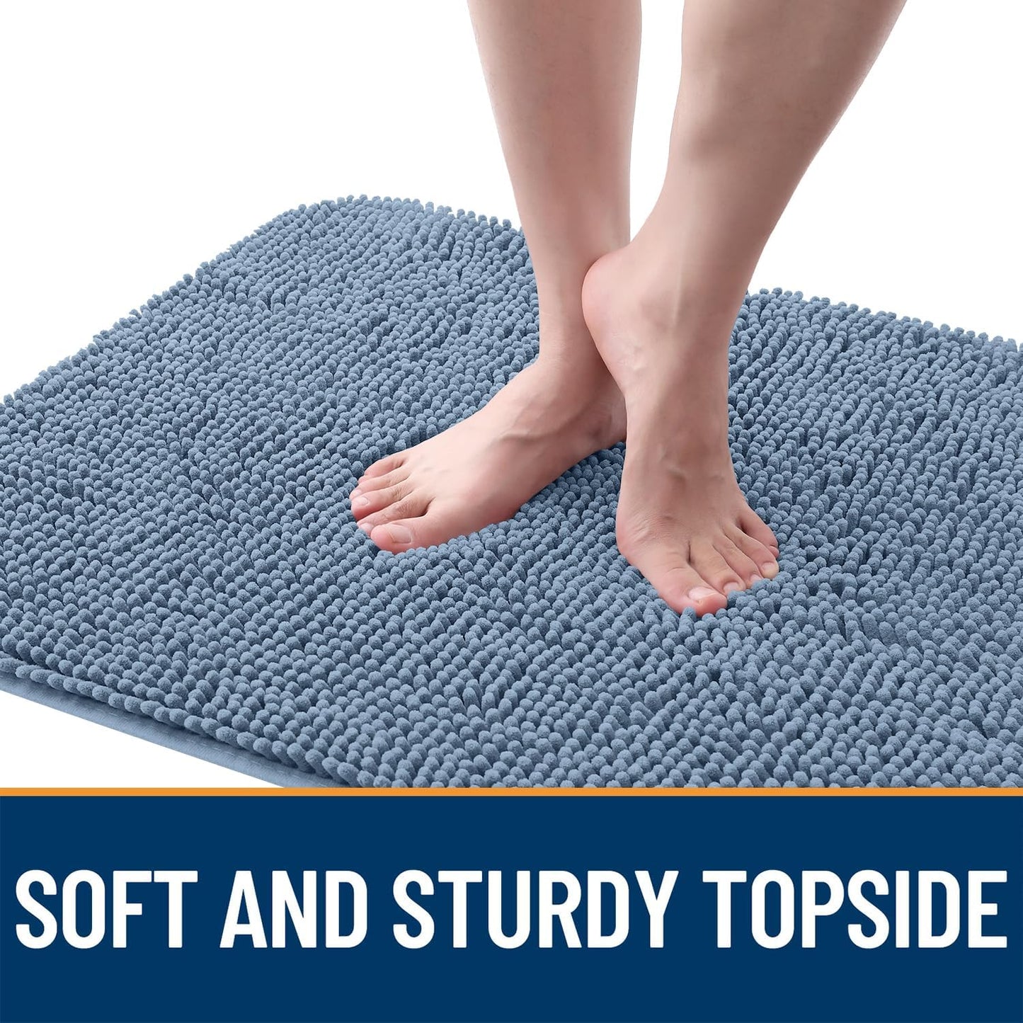 OLANLY Dog Door Mat - Absorbent Non-Slip Mud Mat for Indoor Use | Quick Dry Chenille, 30x20, Airy Blue