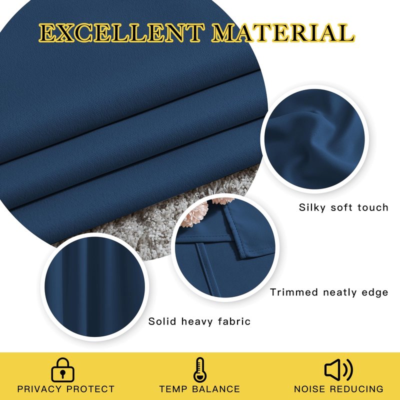 NICETOWN Blackout Curtains and Drapes for Window 95" L - Triple Weave Energy Saving Thermal Insulated Solid Grommet Blackout Panels for Patio (80" Wide per Panel, 2 Panels, Moroccan Blue)